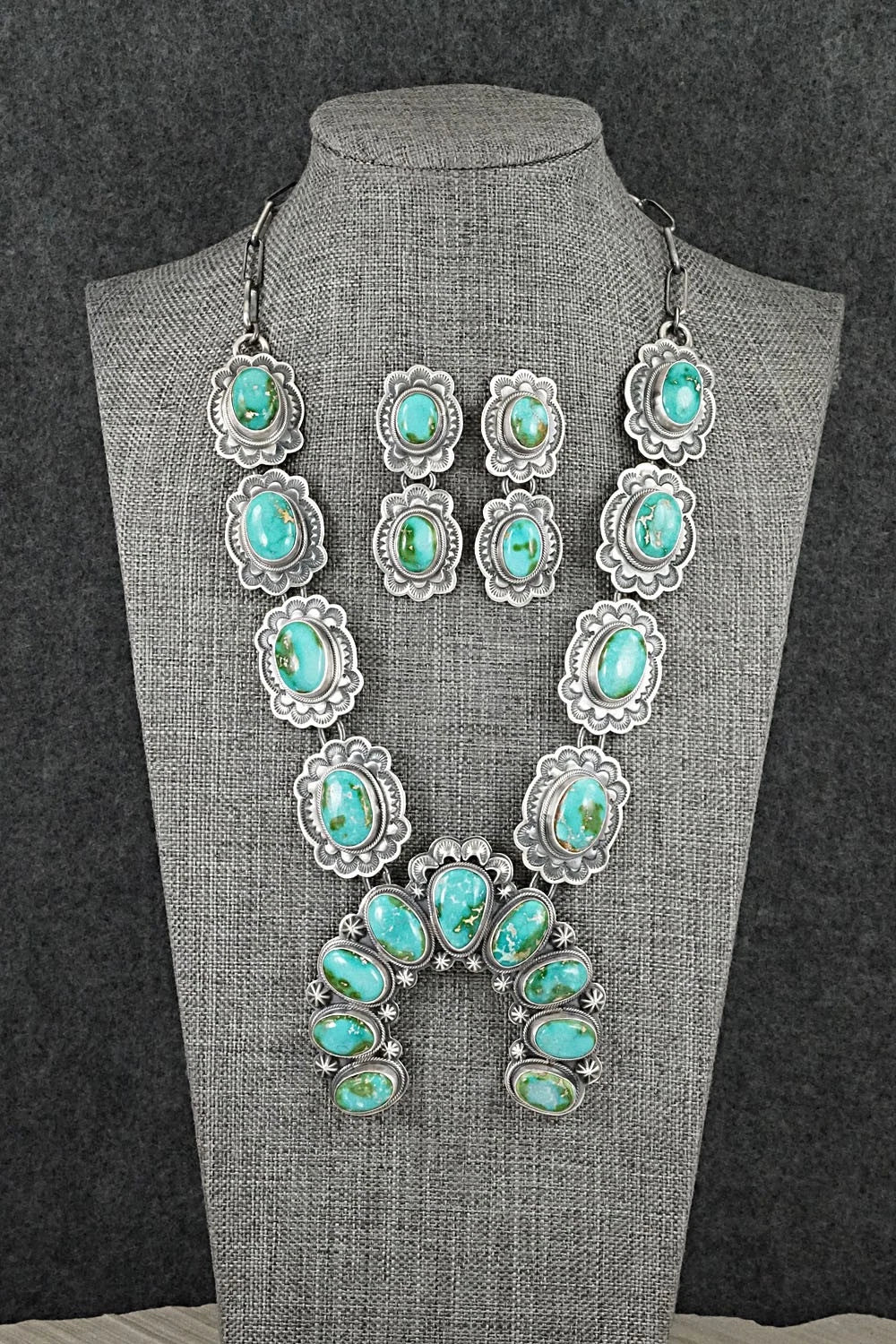 Turquoise & Sterling Silver Squash Blossom Set - Randy Boyd