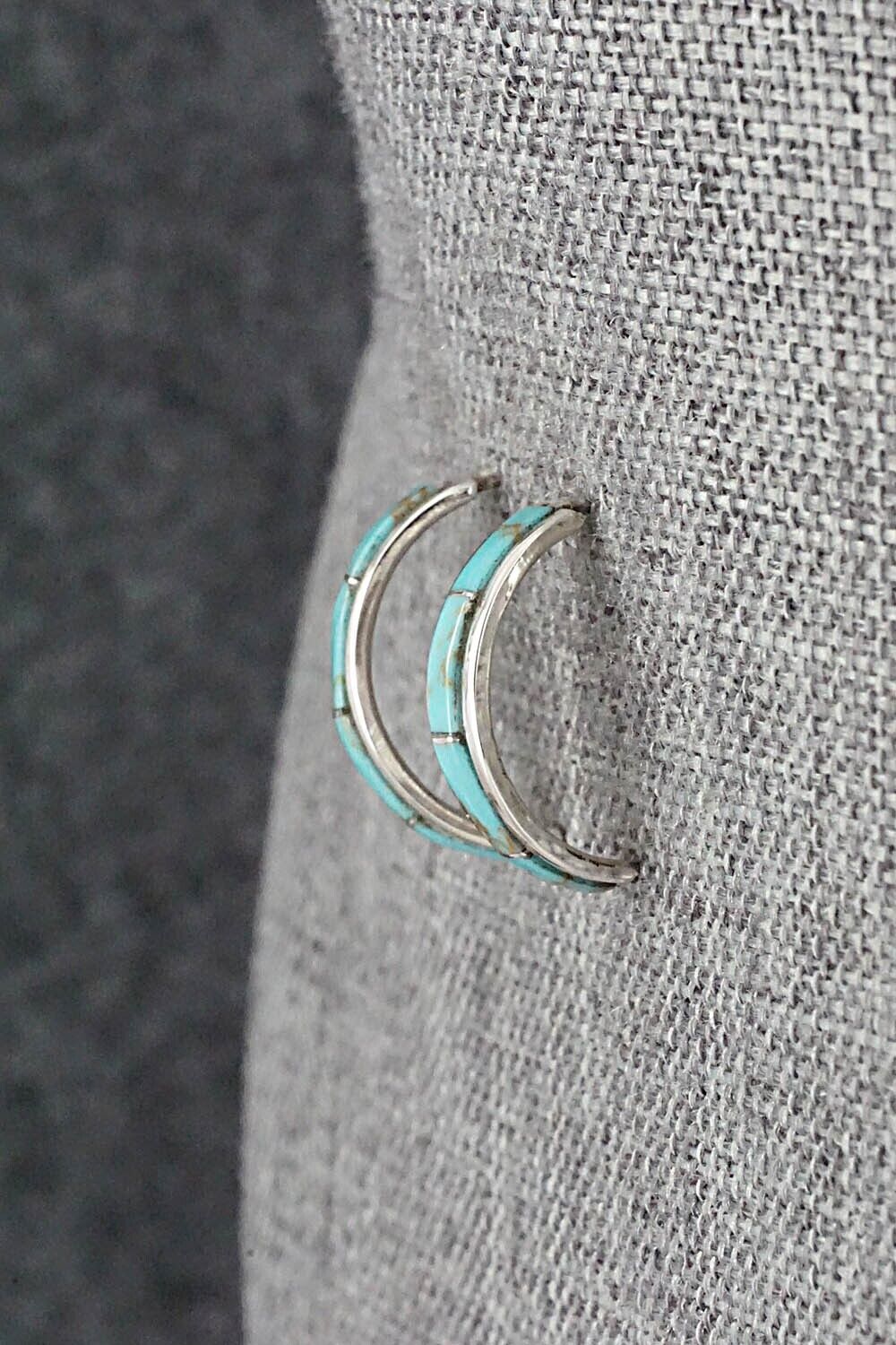 Turquoise & Sterling Silver Hoop Earrings - Alton Tom
