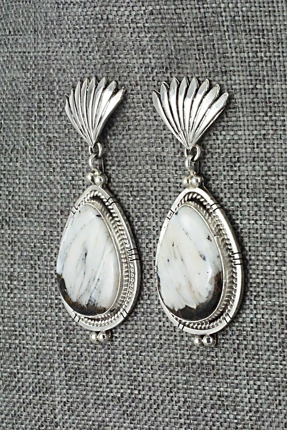 White Buffalo & Sterling Silver Earrings - Annie Spencer