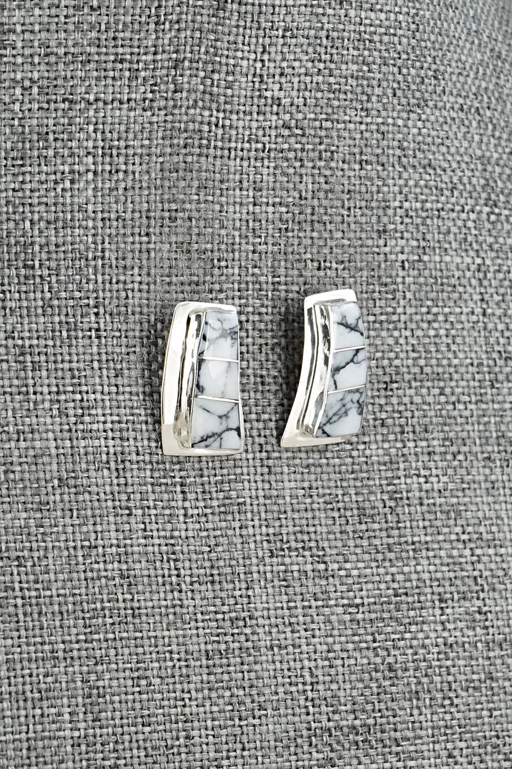 White Buffalo & Sterling Silver Earrings - Nathaniel Johnson
