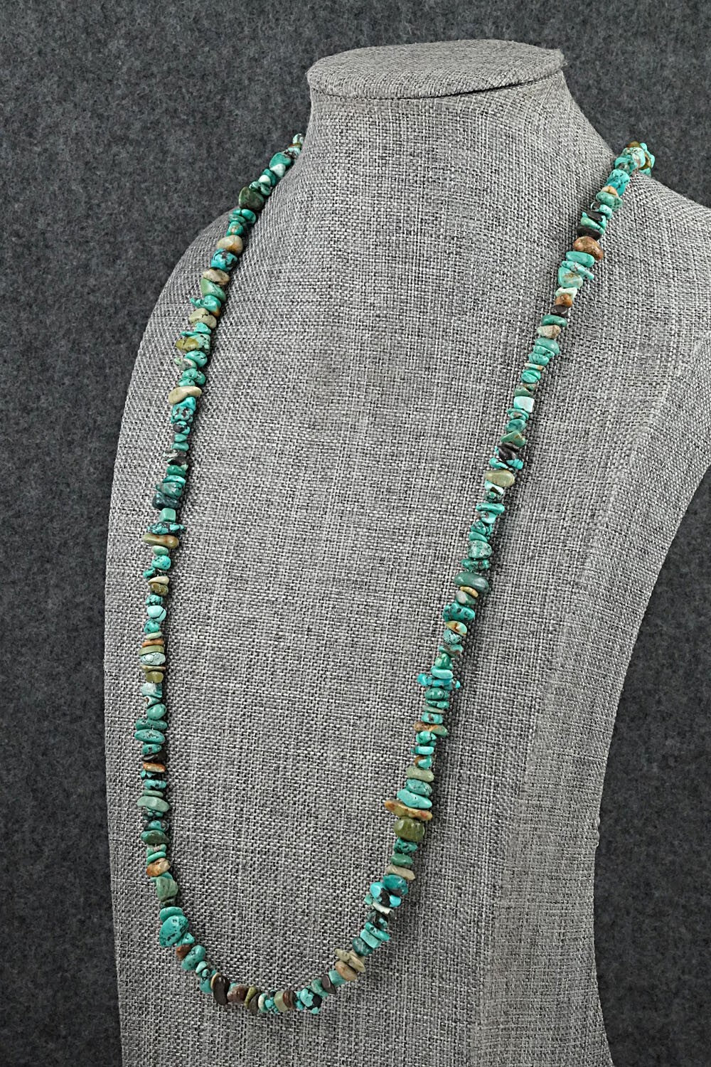 Turquoise & Sterling Silver Necklace 38" - Doreen Jake