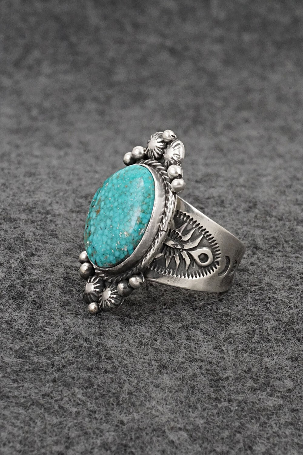 Turquoise & Sterling Silver Ring - Samuel Yellowhair - Size 7