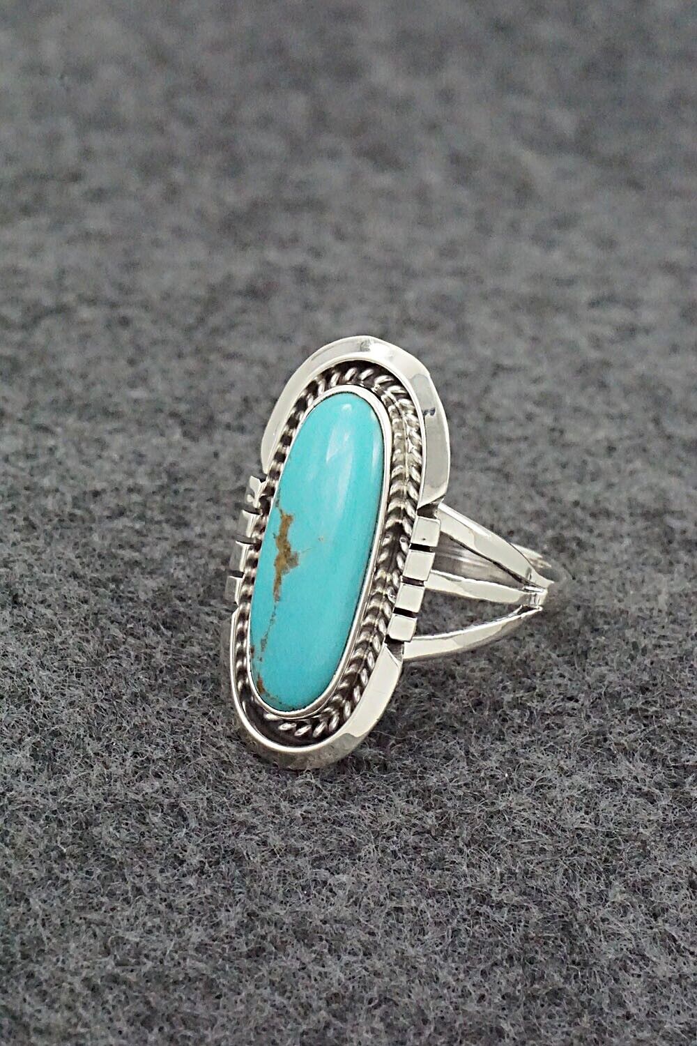 Turquoise & Sterling Silver Ring - Samuel Yellowhair - Size 6.75