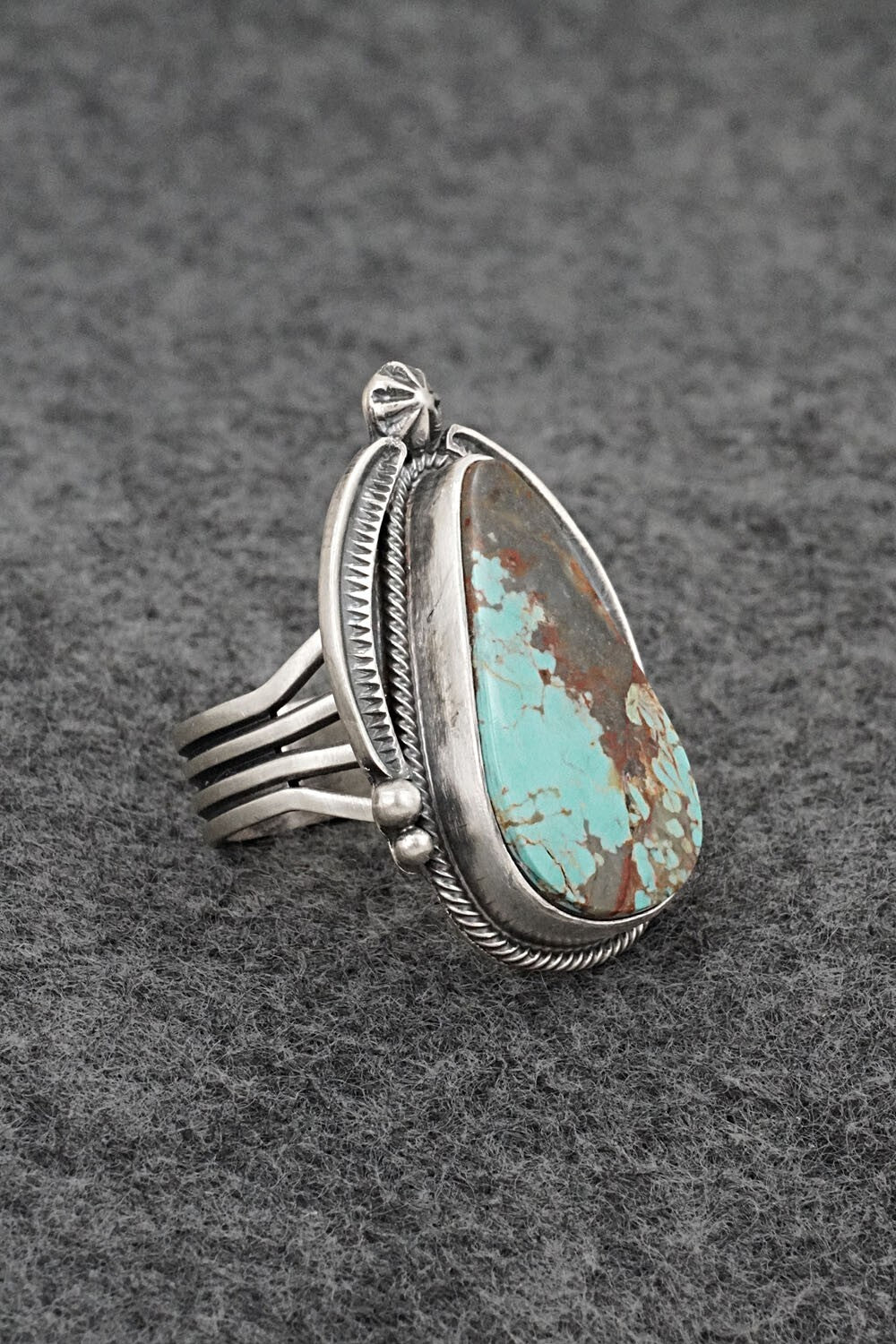 Turquoise & Sterling Silver Ring - Randy Billy - Size 8.5