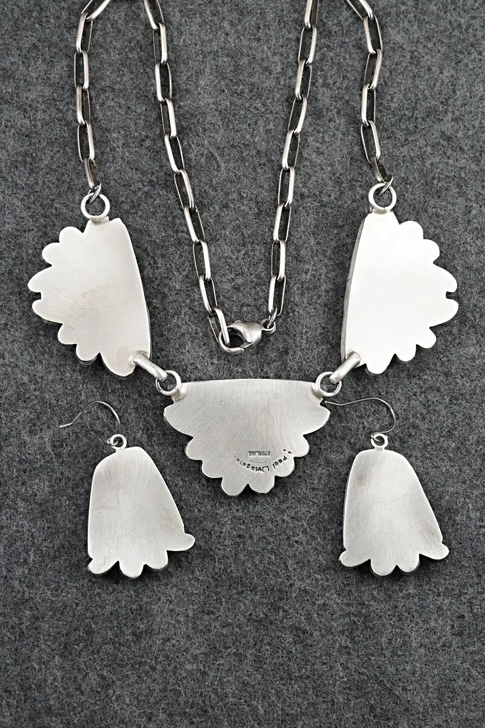 Turquoise & Sterling Silver Necklace and Earrings Set - Paul Livingston