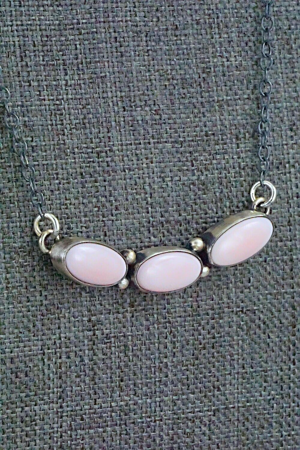 Pink Conch Shell & Sterling Silver Necklace - Loretta Delgarito