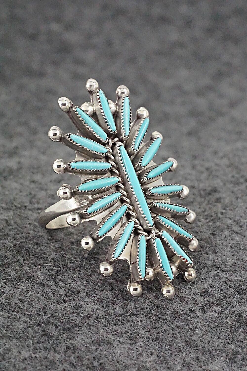 Turquoise & Sterling Silver Ring - Lance & Cordelia Waatsa - Size 9