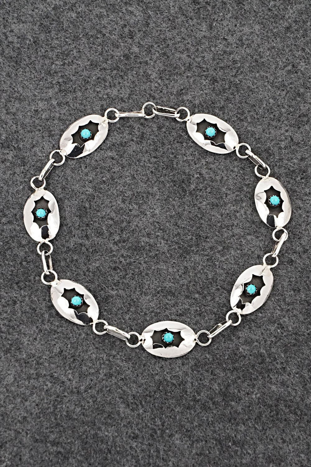 Turquoise & Sterling Silver Link Bracelet - David Morgan