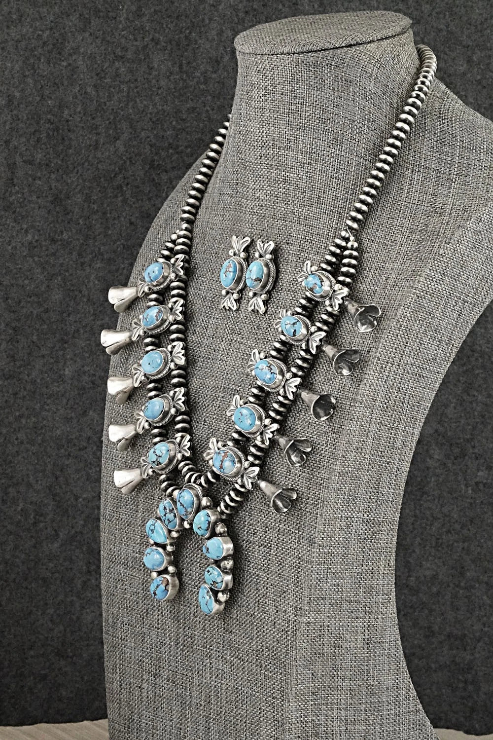 Turquoise & Sterling Silver Squash Blossom Set - Darrin Livingston