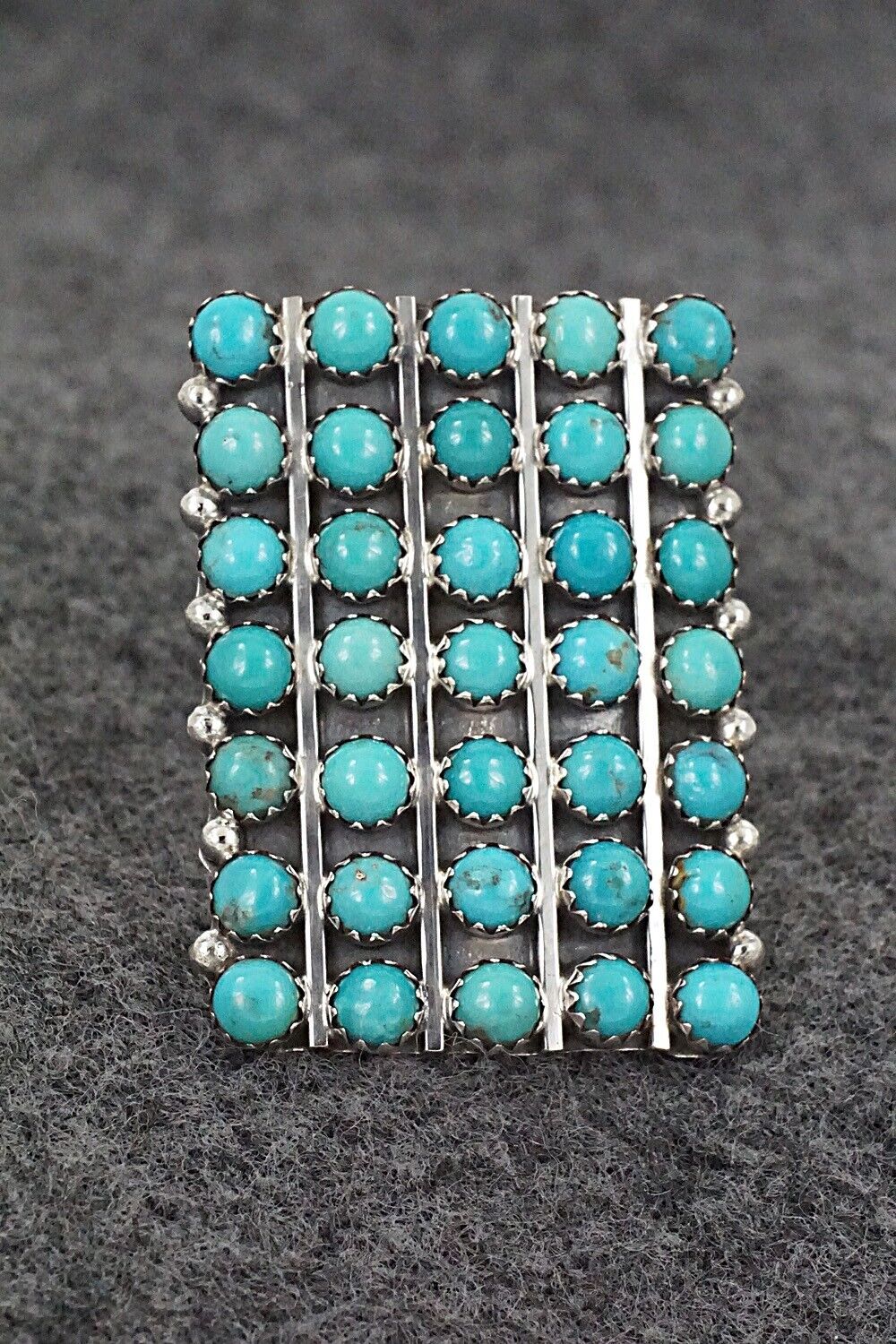 Turquoise & Sterling Silver Ring - Kenny Lonjose - Size 7.5