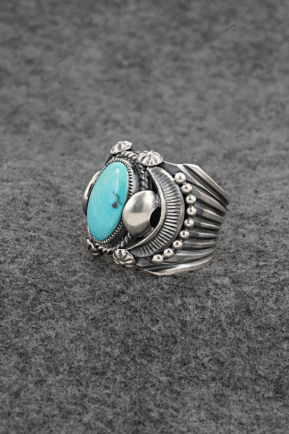 Turquoise & Sterling Silver Ring - Delbert Gordon - Size 8.5