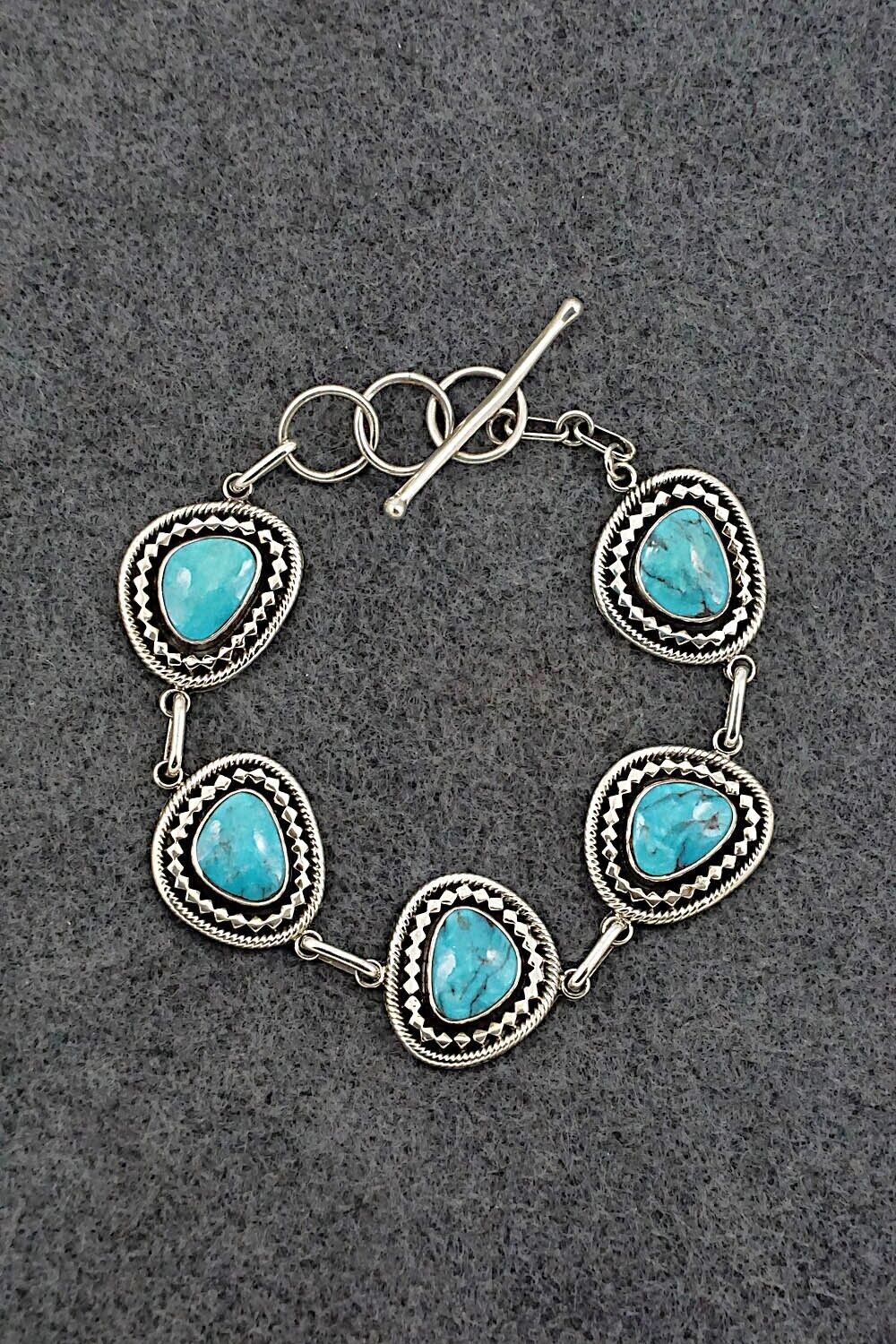 Turquoise & Sterling Silver Link Bracelet - Sheena Jack