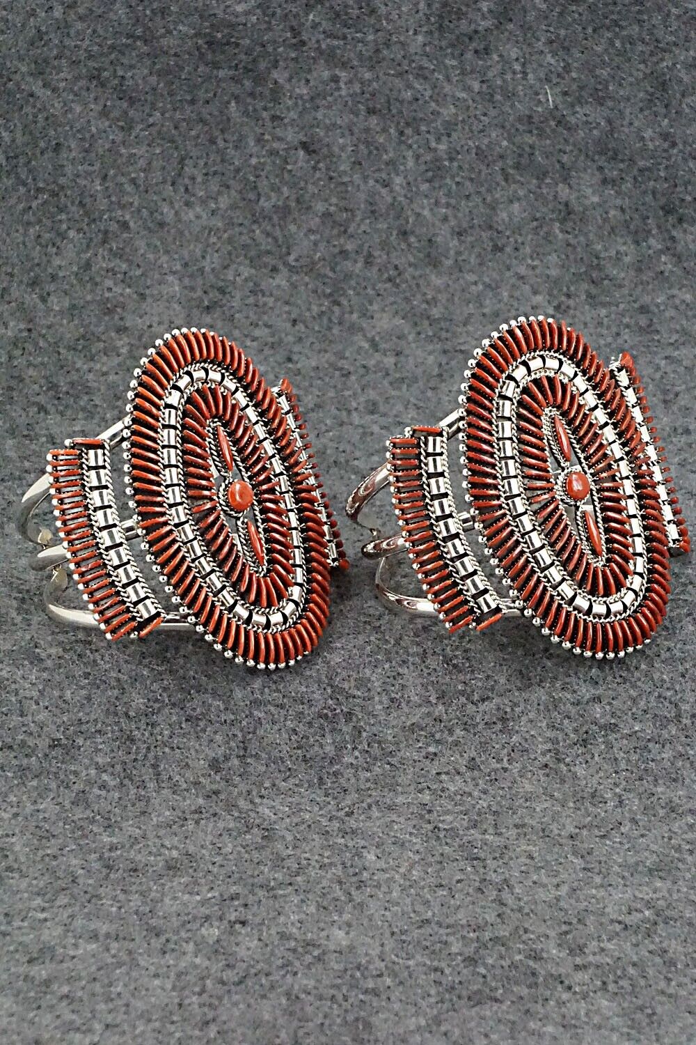 Coral & Sterling Silver Squash Blossom Set - Edmund Cooeyate