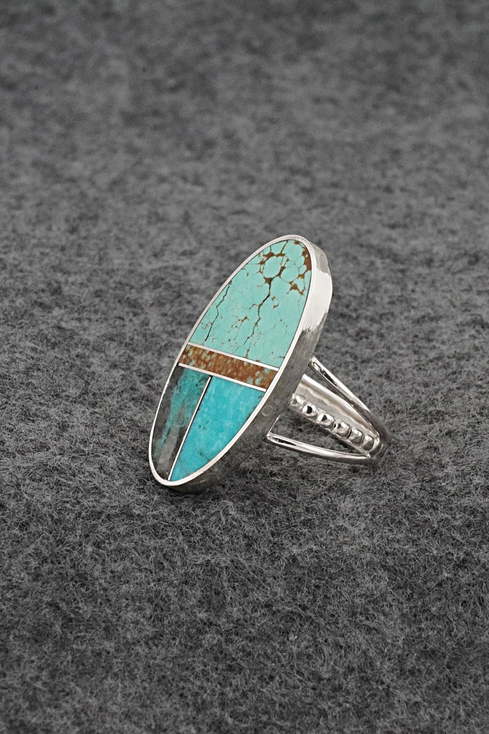Turquoise & Sterling Silver Ring - Harold Smith - Size 7.5