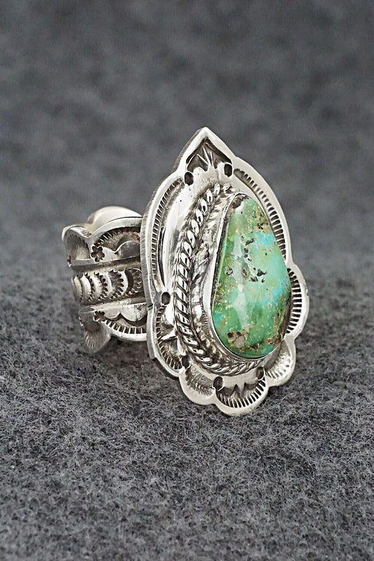 Turquoise & Sterling Silver Ring - Leonard Maloney - Size 8.75