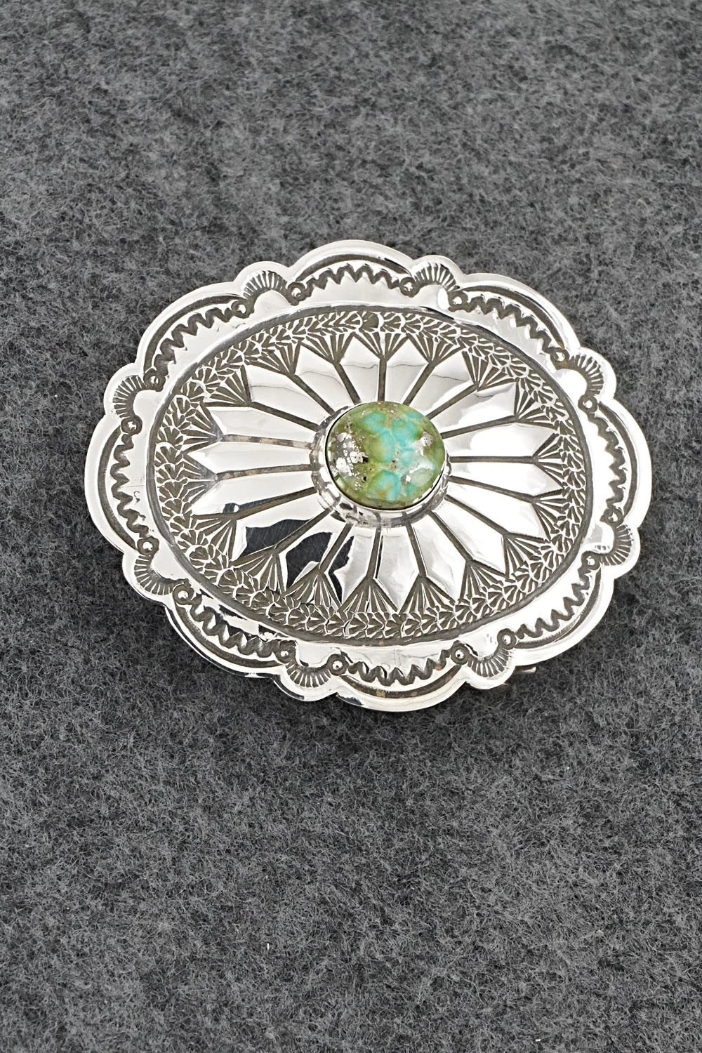 Turquoise & Sterling Silver Belt Buckle - Arnold Blackgoat