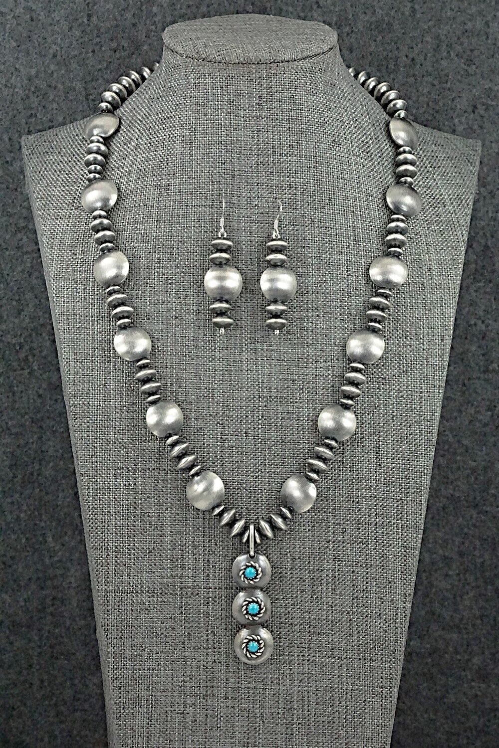 Turquoise & Navajo Pearl Sterling Silver Necklace Set - Preston Haley