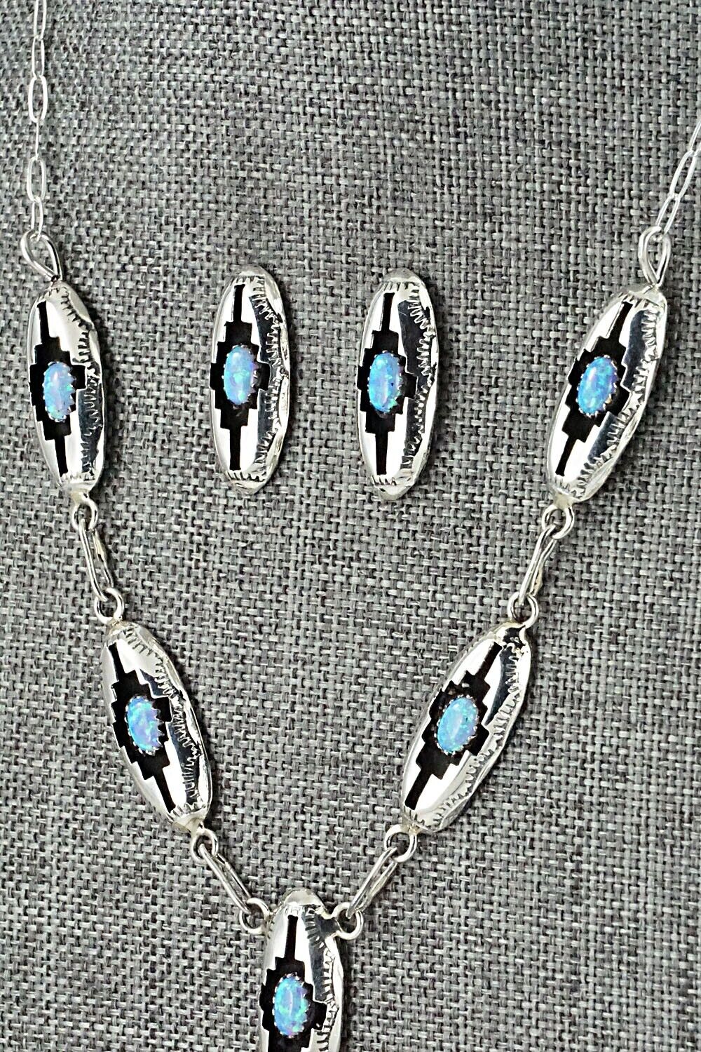 Opalite & Sterling Silver Necklace and Earrings Set - Felix Perry