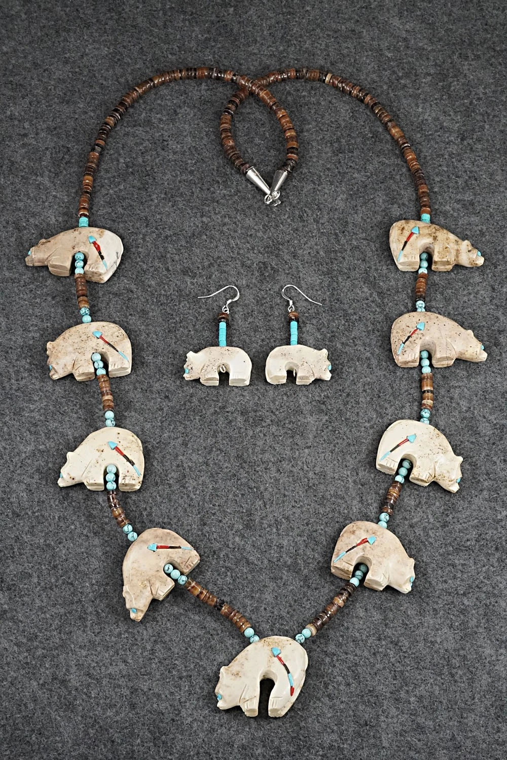 Multi-Stone Bear Fetish & Sterling Silver Necklace Set - Dannette Laate