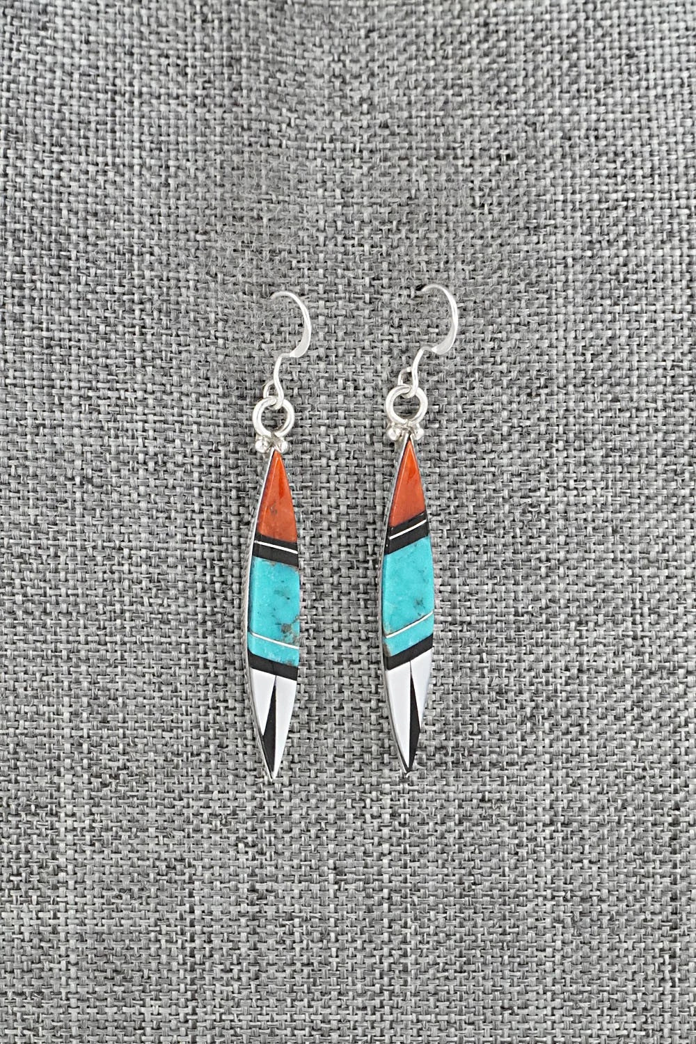 Multi-Stone Inlay & Sterling Silver Earrings - Cleo Kallestewa