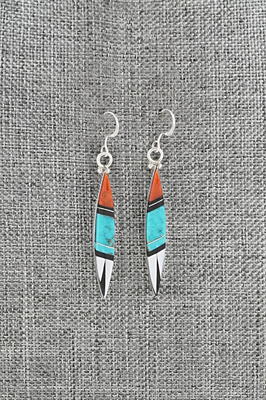 Multi-Stone Inlay & Sterling Silver Earrings - Cleo Kallestewa