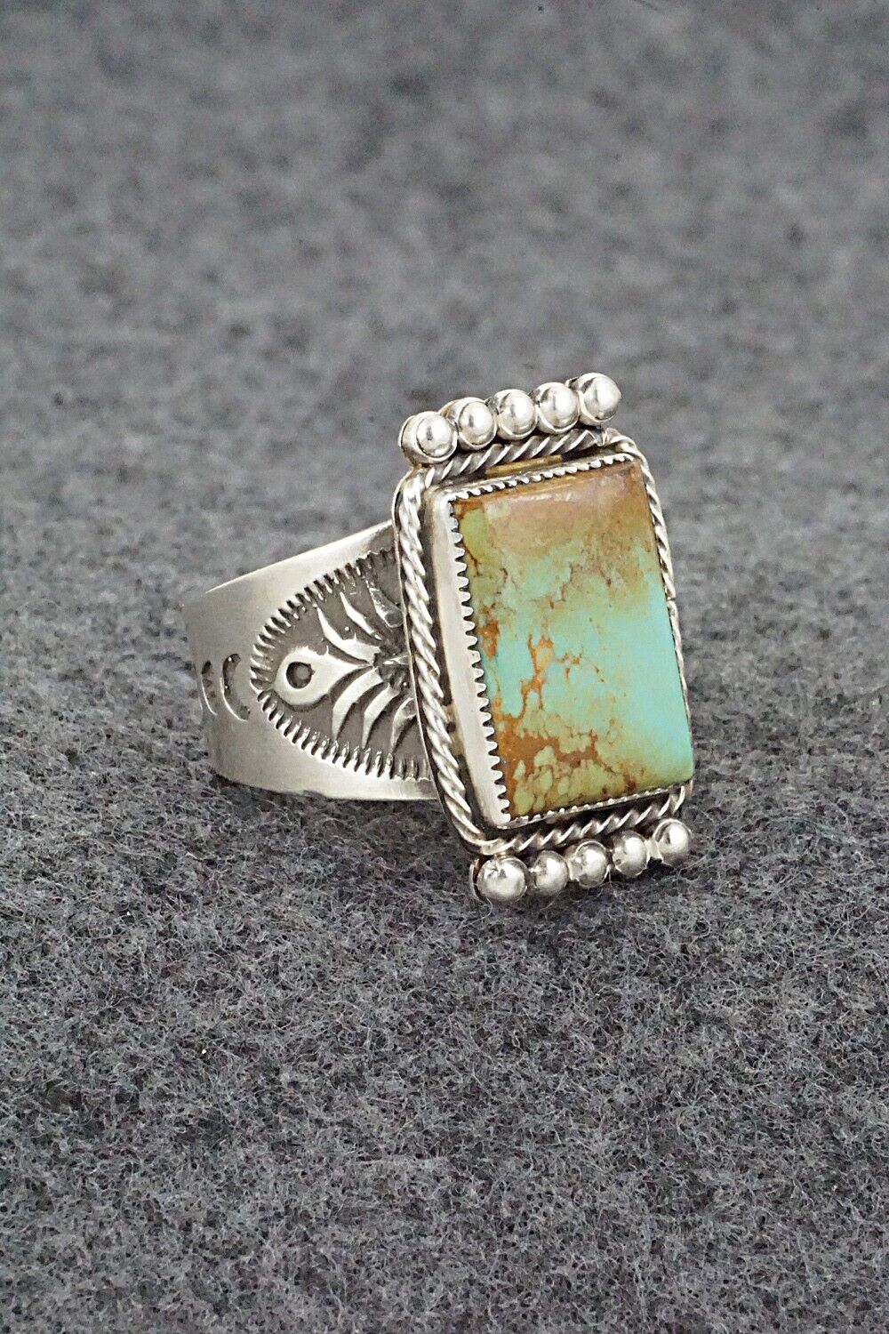 Turquoise & Sterling Silver Ring - Adrienne Gordon - Size 10.5