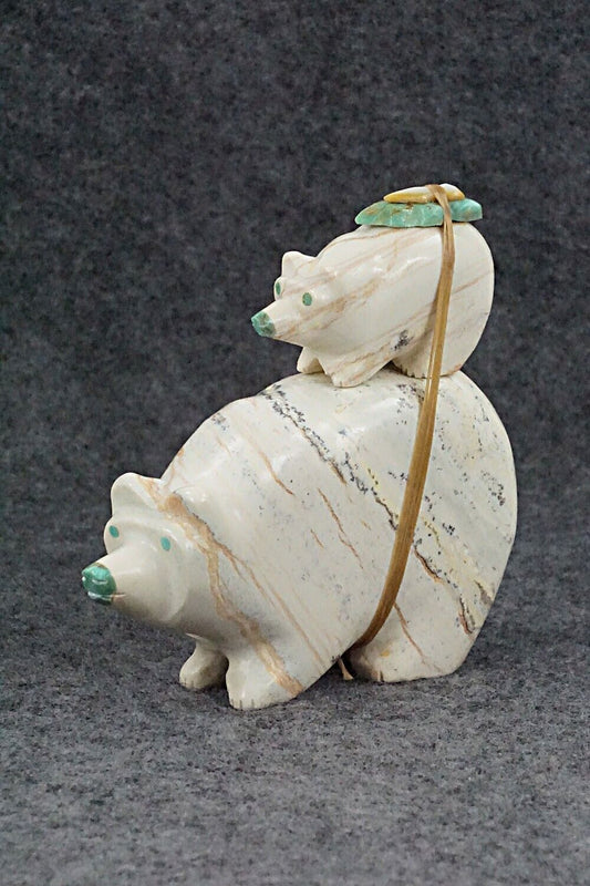 Bear and Cub Zuni Fetish Carving - Enrike Leekya