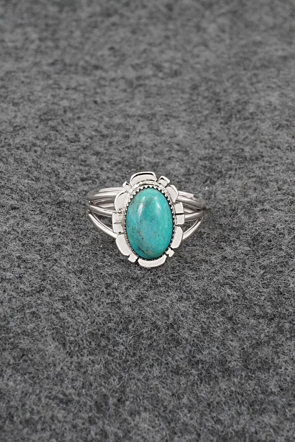Turquoise & Sterling Silver Ring - Leona Delgarito - Size 7