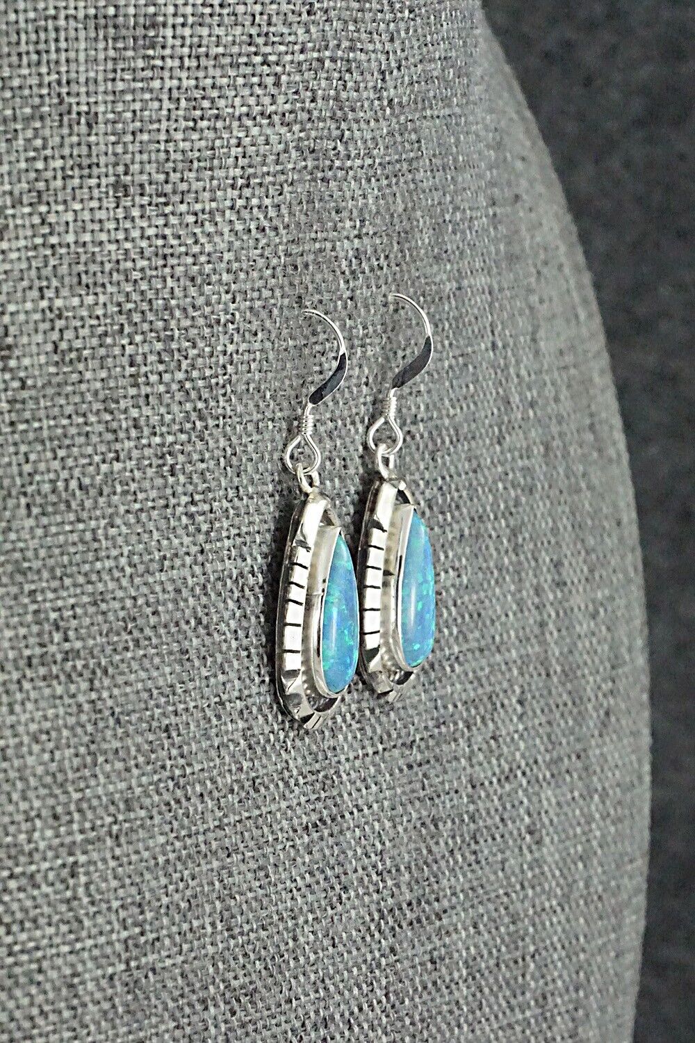 Opalite & Sterling Silver Earrings - Amos Begay