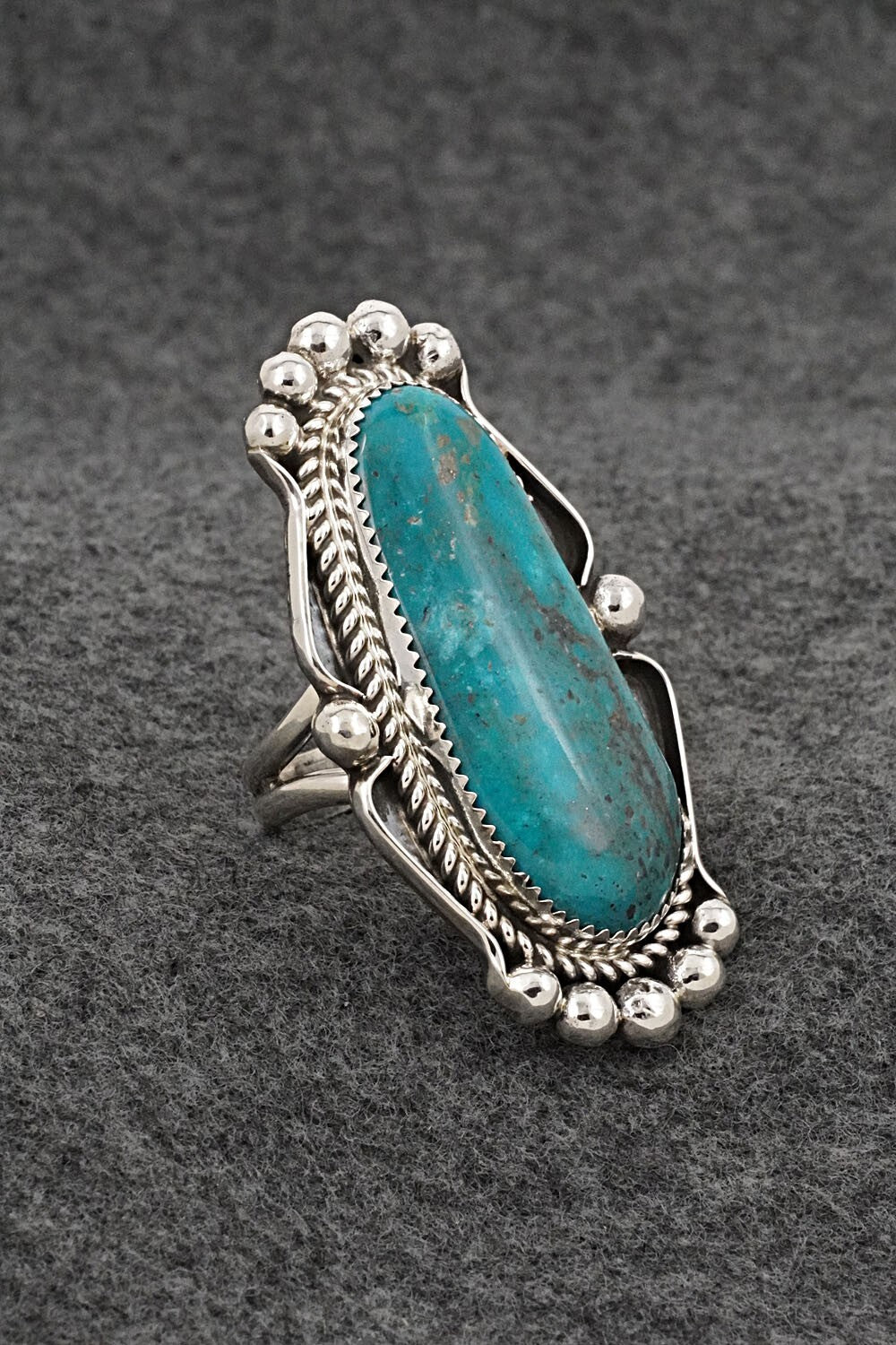 Turquoise & Sterling Silver Ring - Leslie Nez - Size 9.75