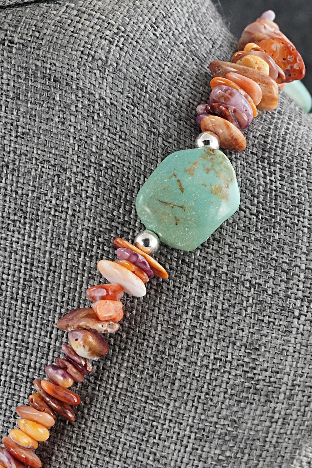 Spiny Oyster, Turquoise & Sterling Silver Necklace Set - Erika Brown
