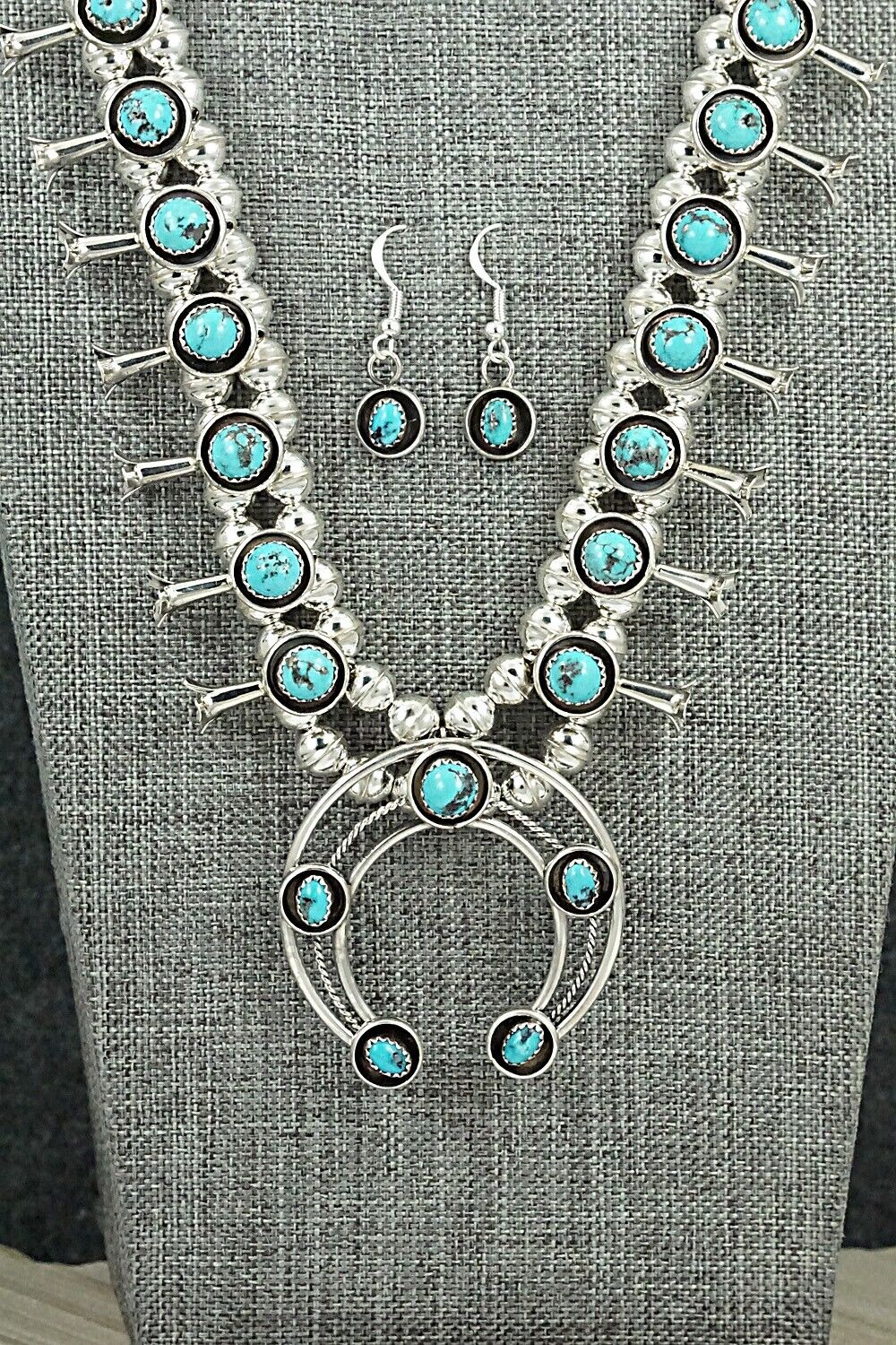 Turquoise & Sterling Silver Squash Blossom Set - Phil Garcia