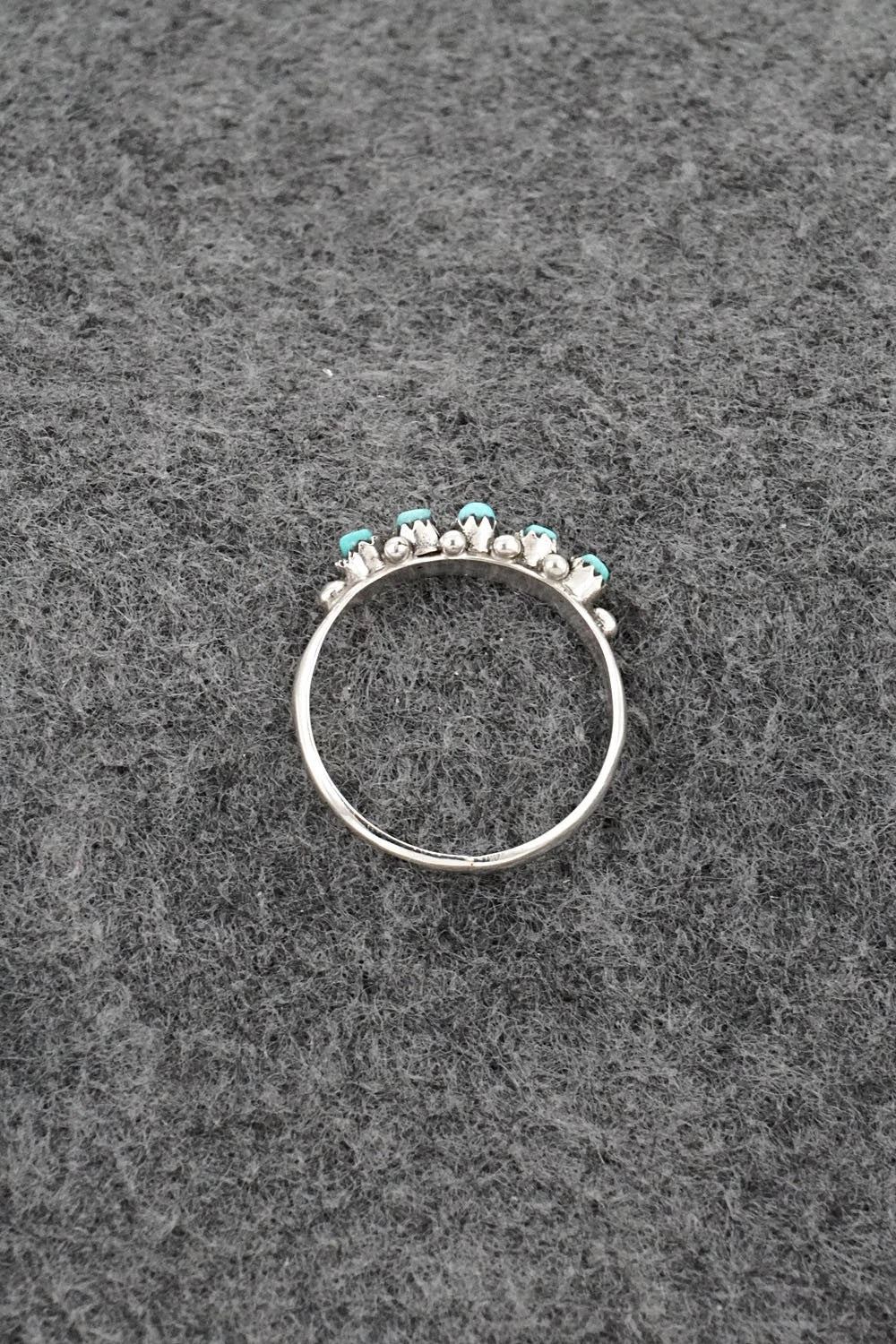 Turquoise & Sterling Silver Ring - April Haloo - Size 7.5