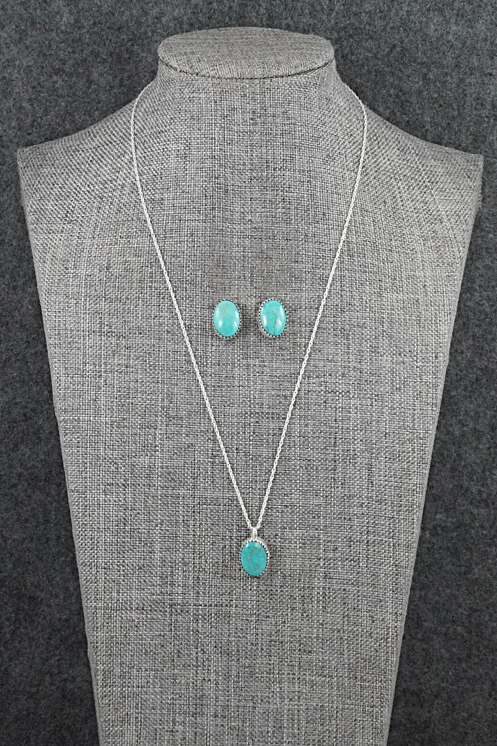 Turquoise & Sterling Silver Necklace Set - Murray Hannaweeka