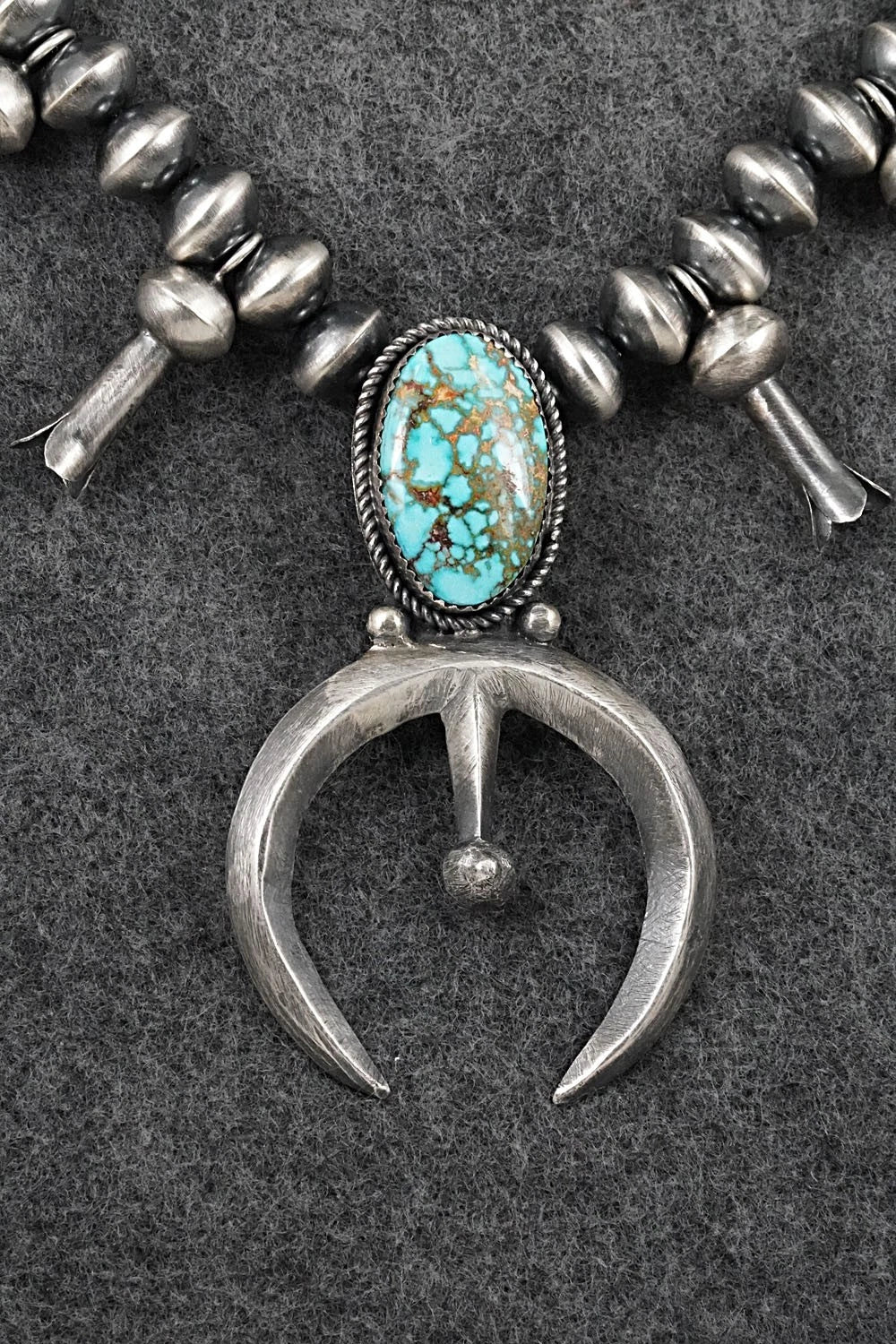 Turquoise & Sterling Silver Squash Blossom Necklace - Presley Haley