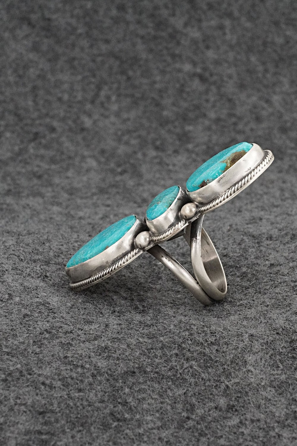 Turquoise & Sterling Silver Ring - Kathleen Livingston - Size 7.5 Adj.