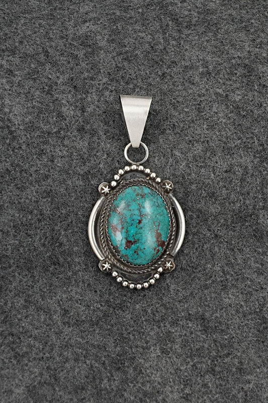 Turquoise and Sterling Silver Pendant - Leslie Nez