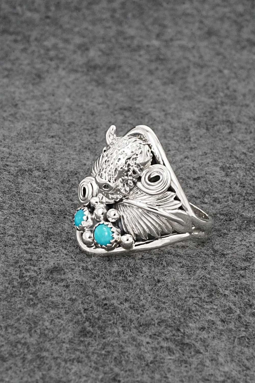 Turquoise & Sterling Silver Ring - Darrell Morgan - Size 13.5
