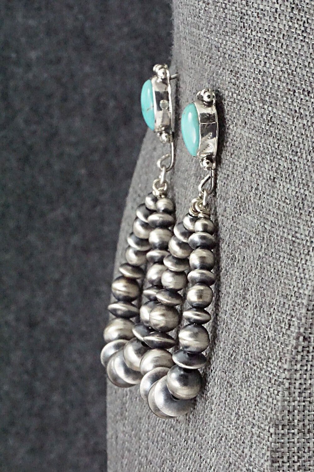 Turquoise & Sterling Silver Navajo Pearl Earrings - Grace Kenneth