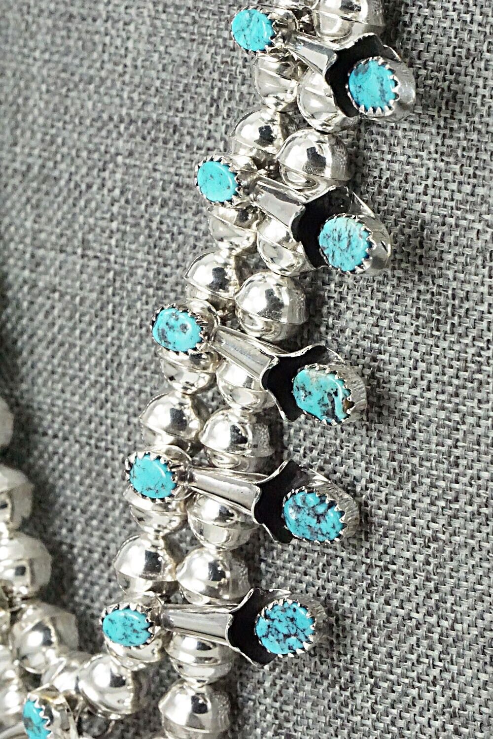 Turquoise & Sterling Silver Squash Blossom Set - Phil Garcia
