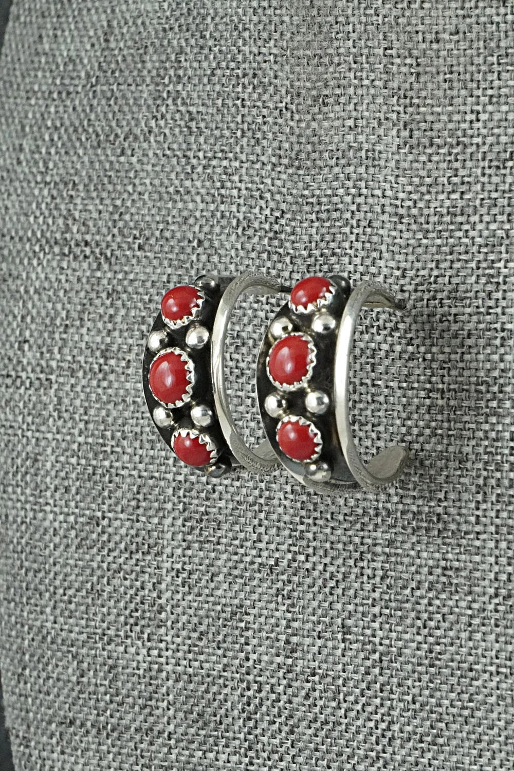 Coral & Sterling Silver Earrings - Paul Largo