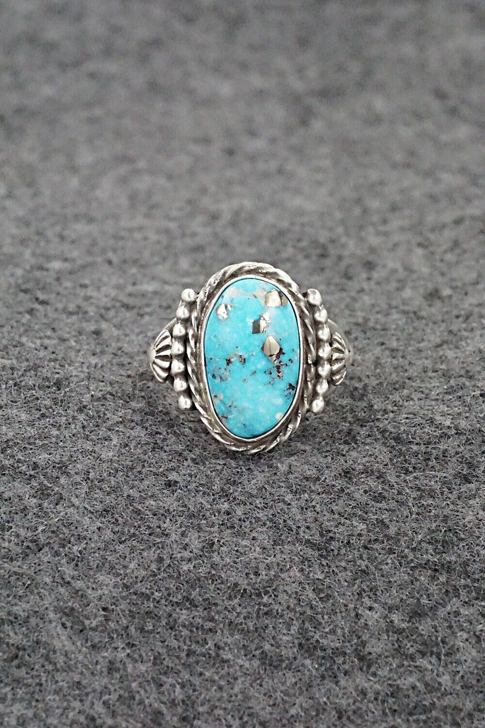Turquoise & Sterling Silver Ring - Samuel Yellowhair - Size 7