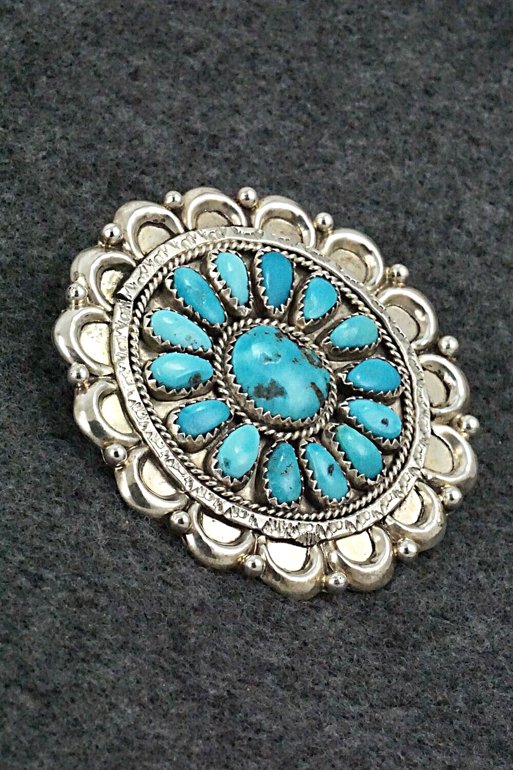 Turquoise & Sterling Silver Pendant/Pin - Justina Wilson