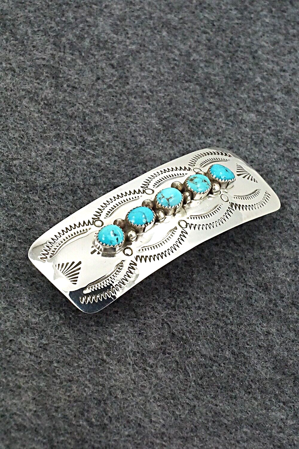 Turquoise & Sterling Silver Hair Barrette - Jolene Yazzie