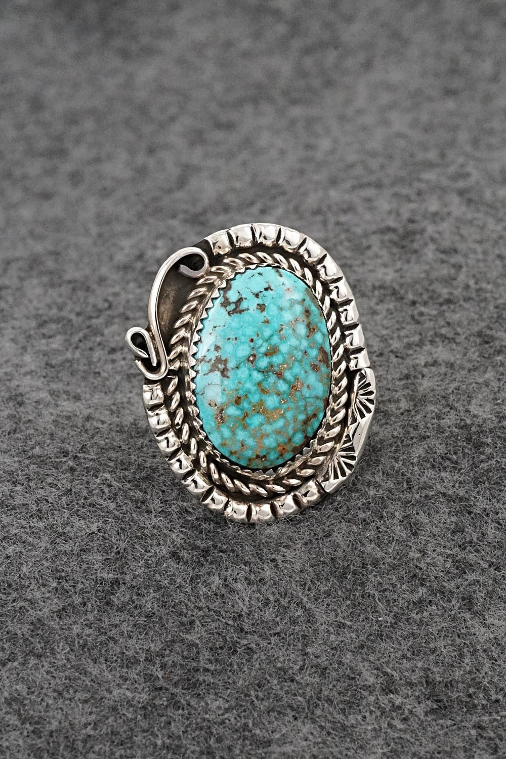 Turquoise & Sterling Silver Ring - Phil Nez - Size 8 Adj.