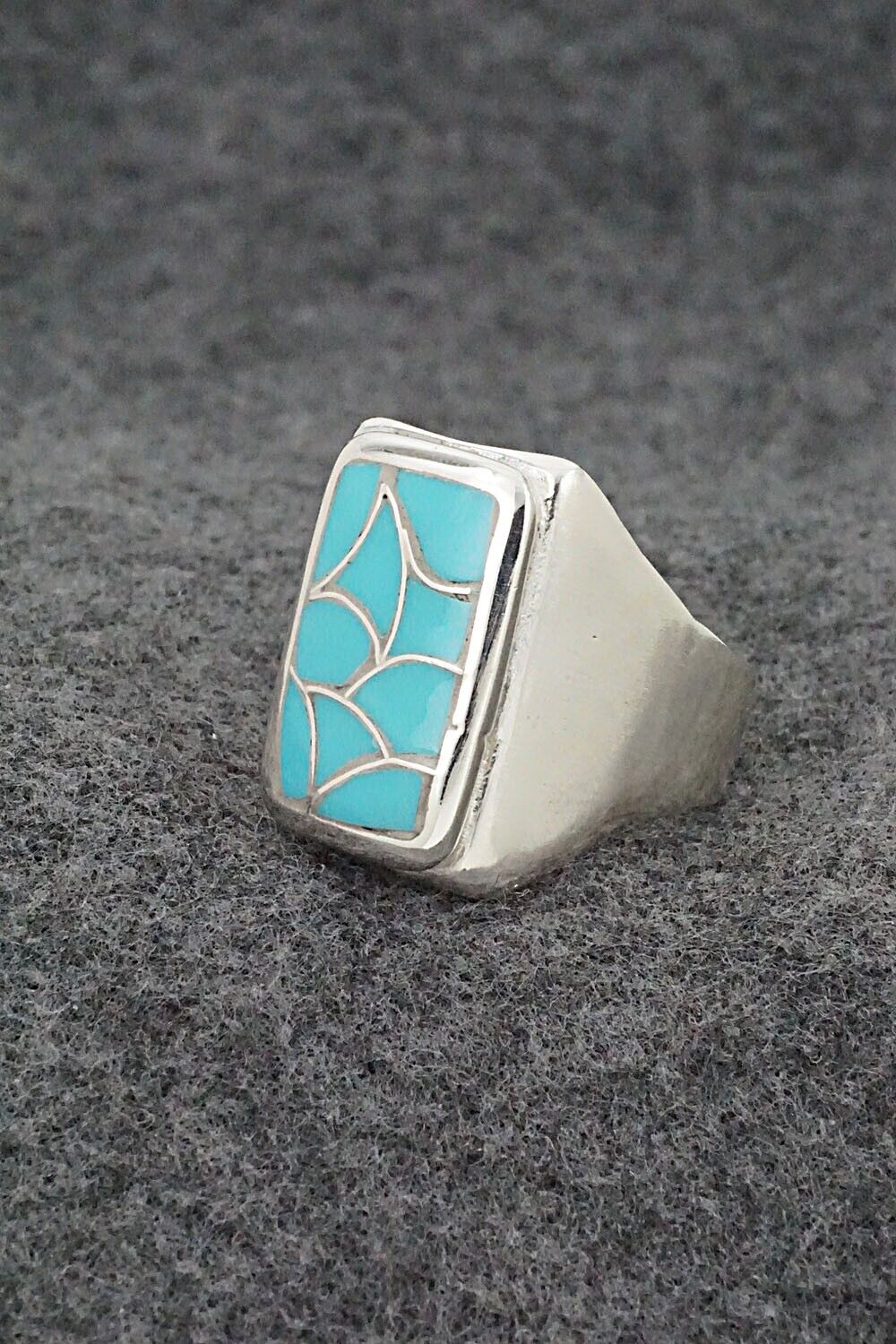 Turquoise & Sterling Silver Ring - Orena Leekya - Size 10.5