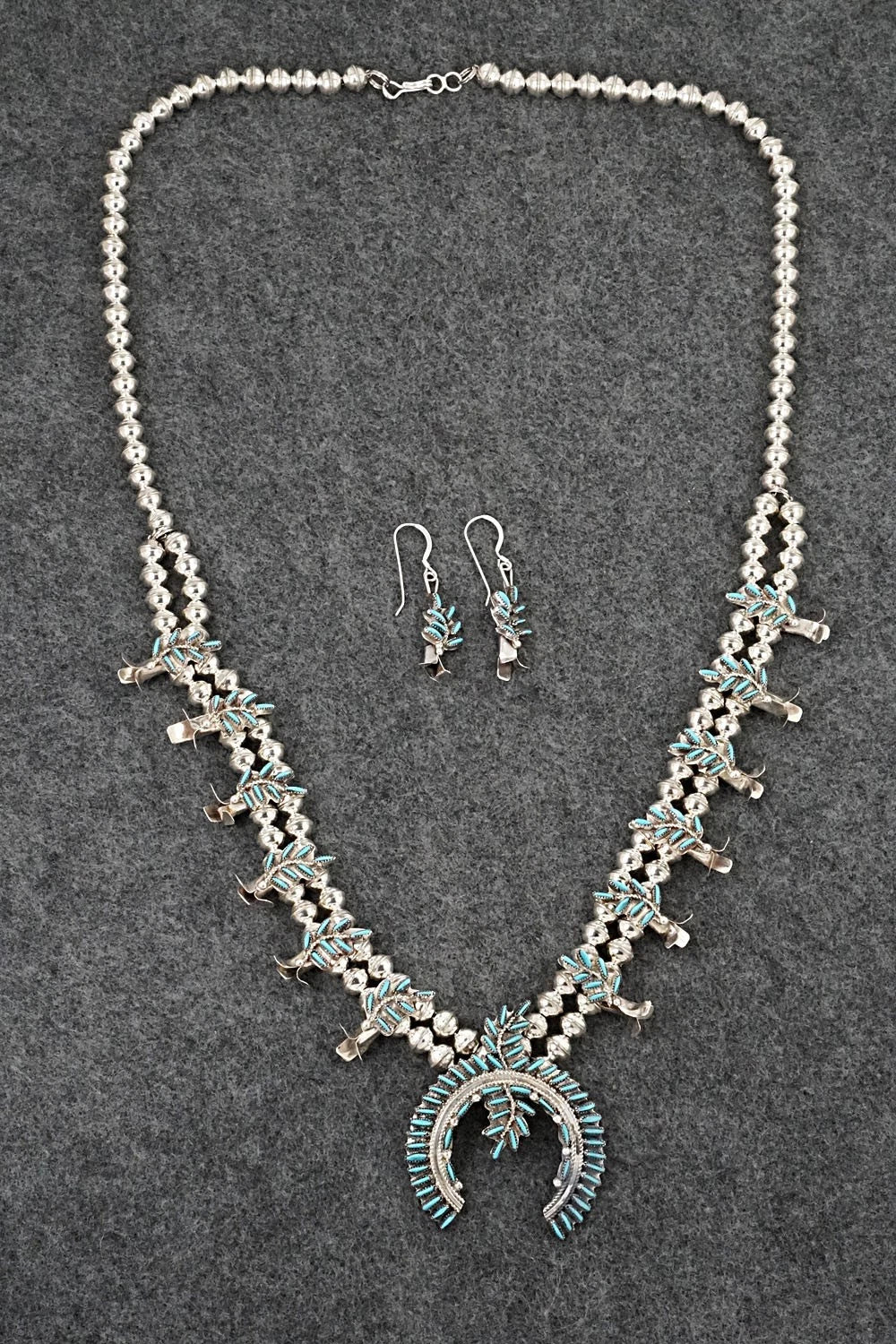 Turquoise & Sterling Silver Squash Blossom Set - Lorna Mahkee