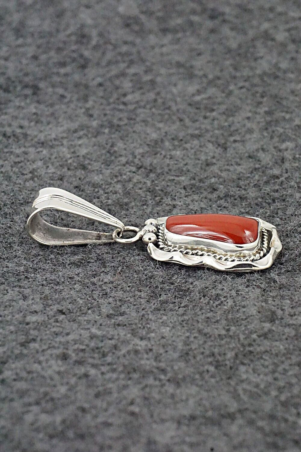 Coral & Sterling Silver Pendant - Samuel Yellowhair