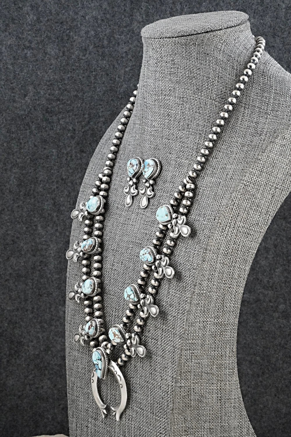 Turquoise & Sterling Silver Squash Blossom Set - Matthew Gordon