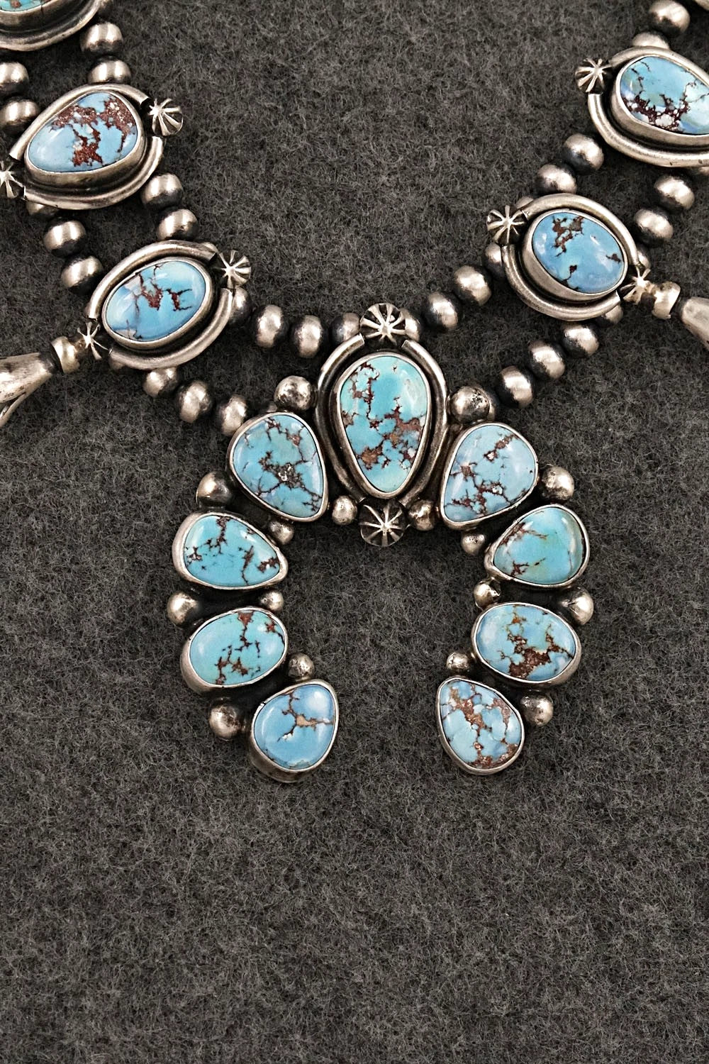 Turquoise & Sterling Silver Squash Blossom Set - Darrin Livingston